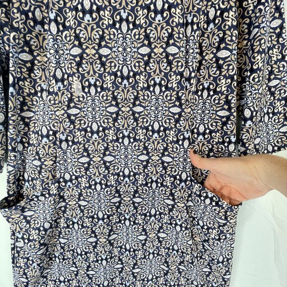 J McLaughlin Catalina Cloth Dress Knee Length Pockets WOMENS SIZE XL Navy Blue - Picture 6 of 11